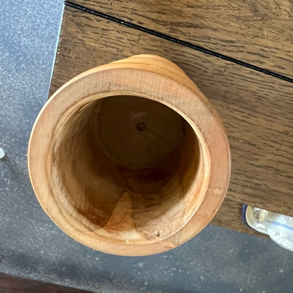 Turned Wood Candleholder Chunky Vintage 1970s Rustic Wooden Lodge Beach Style - Picture 7 of 10